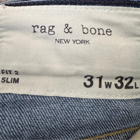 rag & bone Fit 2 Slim Blue Jeans Button Fly Men's 31X32 - Picture 6 of 11